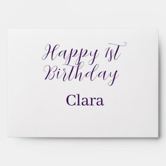 Happy 1st birthday orange purple boho retro name envelope
