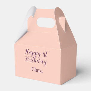 Happy 1st birthday orange purple boho retro name favour box
