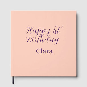 Happy 1st birthday orange purple boho retro name guest book