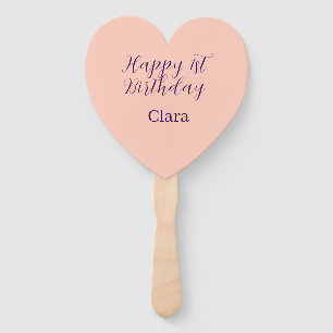 Happy 1st birthday orange purple boho retro name hand fan