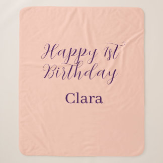 Happy 1st birthday orange purple boho retro name sherpa blanket