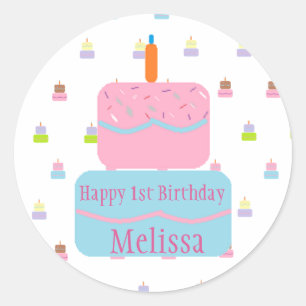 Happy 1st Birthday Personalised Stickers