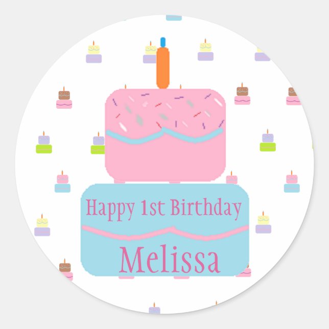 Happy 1st Birthday Personalised Stickers (Front)