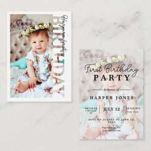 Happy 1st Birthday Photo party invitation