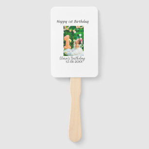 Happy 1st birthday photo simple elegant cutemodern hand fan