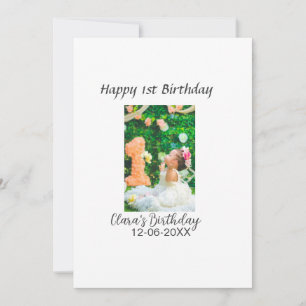 Happy 1st birthday photo simple elegant cutemodern holiday card