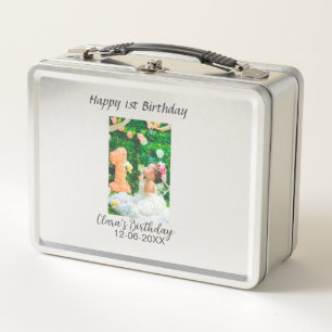 Happy 1st birthday photo simple elegant cutemodern metal lunch box