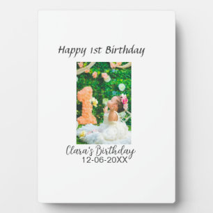 Happy 1st birthday photo simple elegant cutemodern plaque