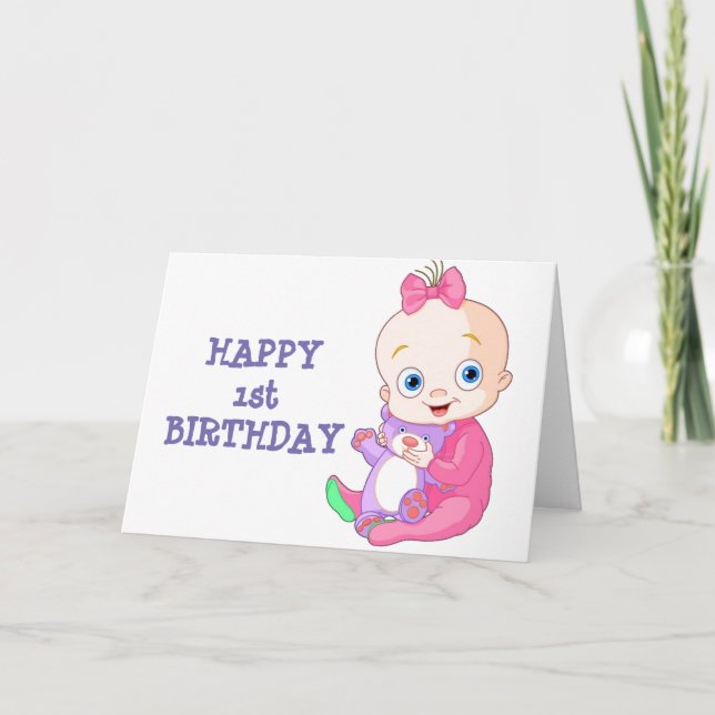 **HAPPY 1st  BIRTHDAY" SPECIAL BABY GIRL Card (Front)