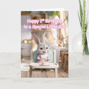 Happy 1st Birthday Special Little Girl Bunny Card