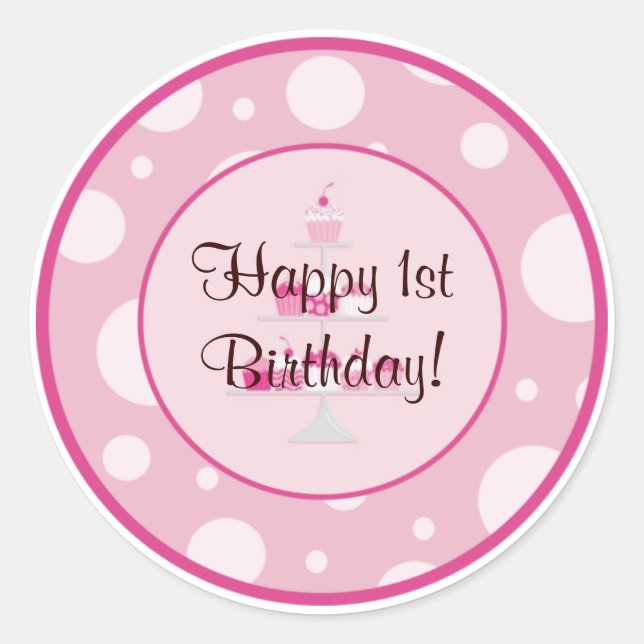 Happy 1st Birthday Sticker (Front)