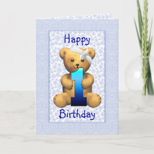 Happy 1st Birthday Teddy Bear Card