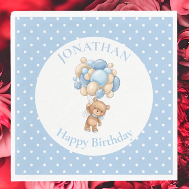  Happy 1st Birthday, Teddy  Napkin (Planning A Party Is Fun When You Shop With Us. Find Everything You Need)