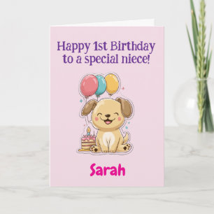 Happy 1st Birthday to a Special Niece, Cute Puppy Card