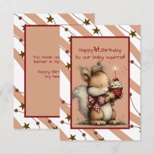 Happy 1st. Birthday to Our Baby Squirrel Invitation