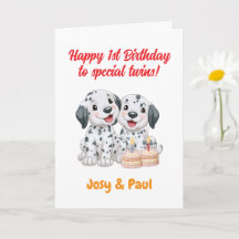 Happy 1st Birthday To Twin Girl & Boy, Puppies  