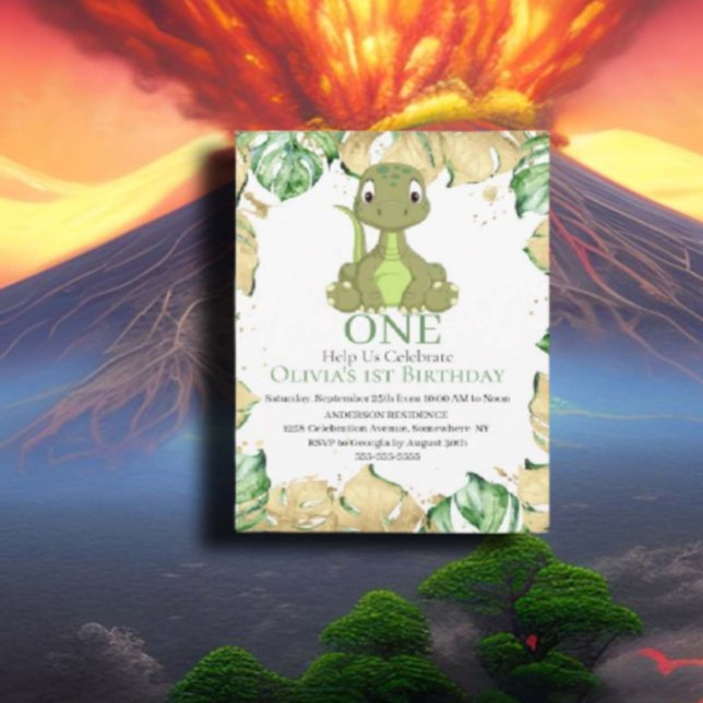 Happy 1st Birthday to Your Little Dinosaur Invitation (Creator Uploaded)