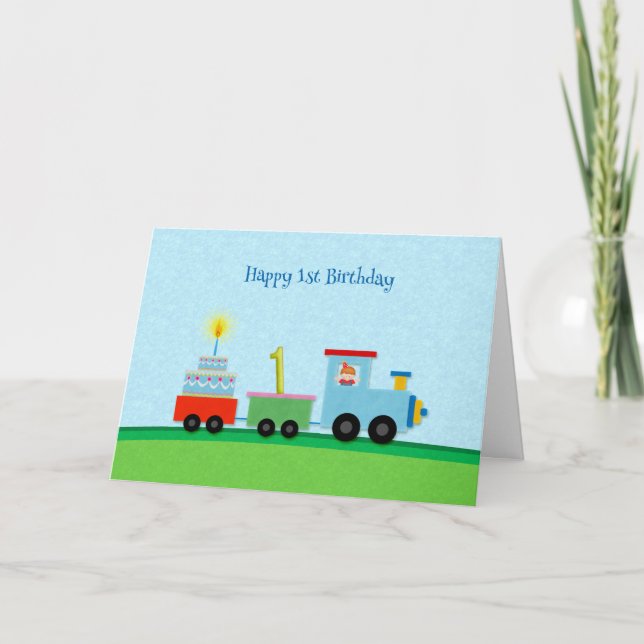 Happy 1st Birthday Train Card (Front)