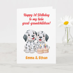 Happy 1st Birthday Twin Great-Grandchildren   Card