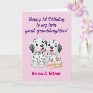 Happy 1st Birthday Twin Great-Granddaughters  Card