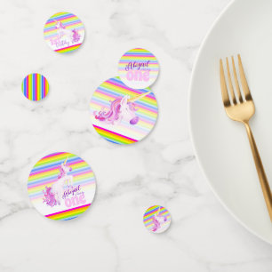Happy 1st birthday unicorn name paper confetti