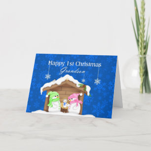 Happy 1st Christmas Grandson Holiday Card