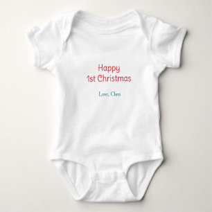 happy 1st christmas red green love name simple hol baby bodysuit