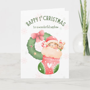  Happy 1st Christmas to Nephew Card