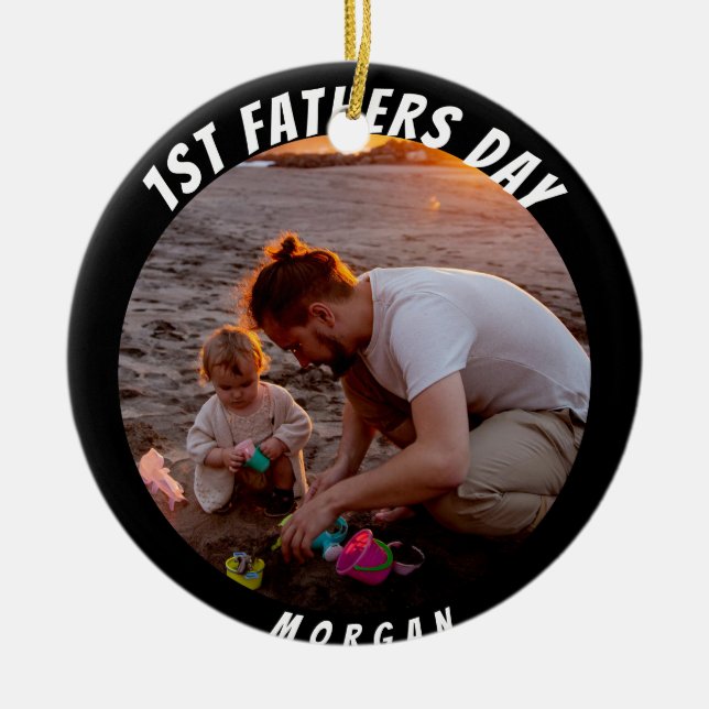 Happy 1st cute fathers day ceramic tree decoration (Front)