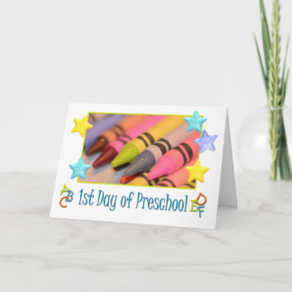 Happy 1st Day of Preschool, crayons Card