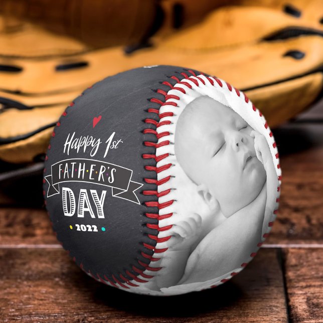 Happy 1st Father’s Day Bold Typography Chalkboard Baseball (Creator Uploaded)