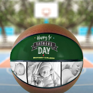 Happy 1st Father’s Day Bold Typography Photo Gre Basketball