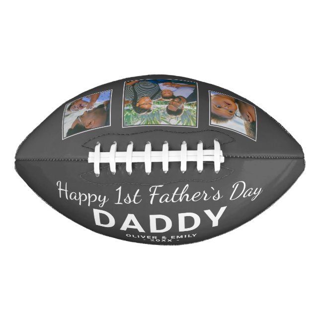 Happy 1st Father`s Day Dad Keepsake 3 Photo  American Football (Front)