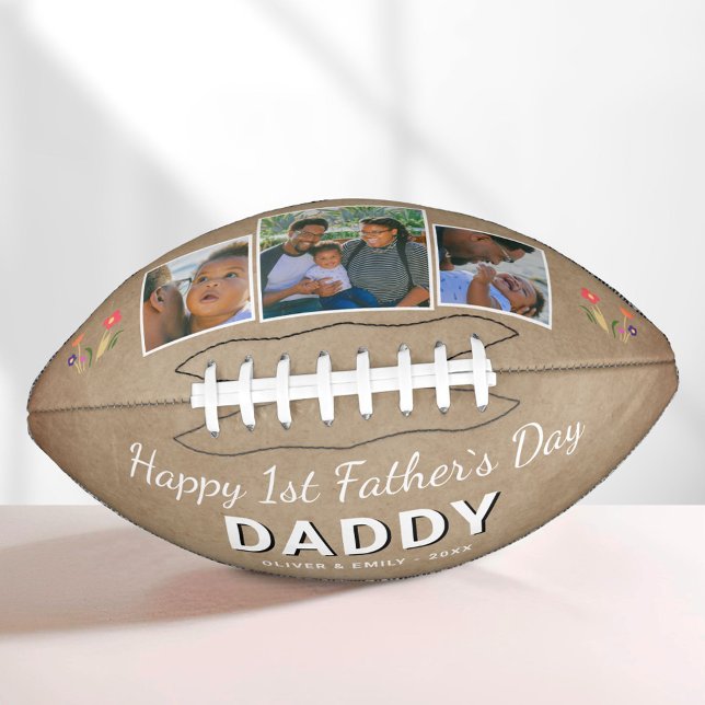 Happy 1st Father`s Day Daddy Keepsake 3 Photo American Football (Creator Uploaded)
