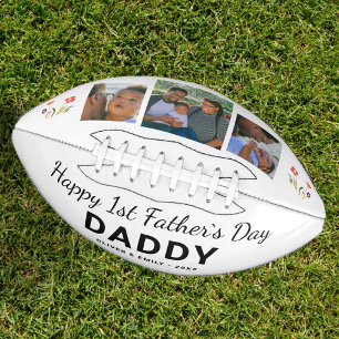 Happy 1st Father`s Day Daddy Keepsake 3 Photo American Football