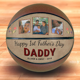 Happy 1st Father`s Day Daddy Keepsake 3 Photo Basketball