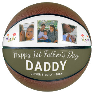 Happy 1st Father`s Day Daddy Keepsake 3 Photo Basketball