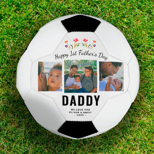 Happy 1st Father`s Day Daddy Keepsake 3 Photo Football
