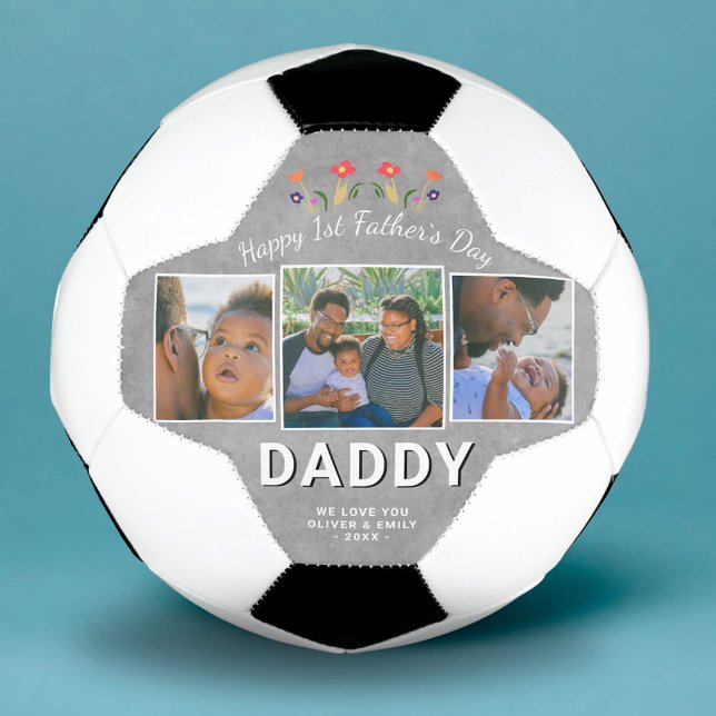 Happy 1st Father`s Day Daddy Keepsake 3 Photo Football (Creator Uploaded)