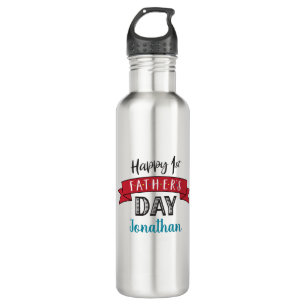 Happy 1st Father’s Day Red Banner Custom Name Cool 710 Ml Water Bottle