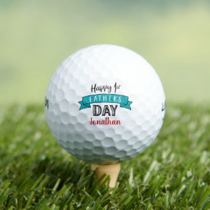 Happy 1st Father’s Day Turquoise Custom Name Cool Golf Balls