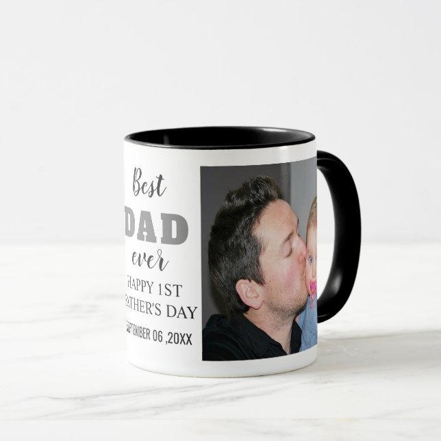 Happy 1st Father's Day 20XX Best Dad Ever Photo Mug (Front Right)