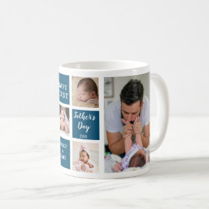 Happy 1st Father's Day 5 Photo Collage Ocean Blue Coffee Mug