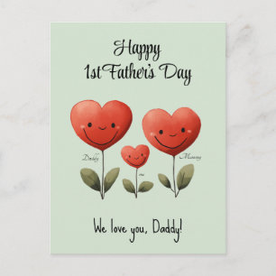 Happy 1st Father's Day, Baby & Mommy Card, Custom Postcard