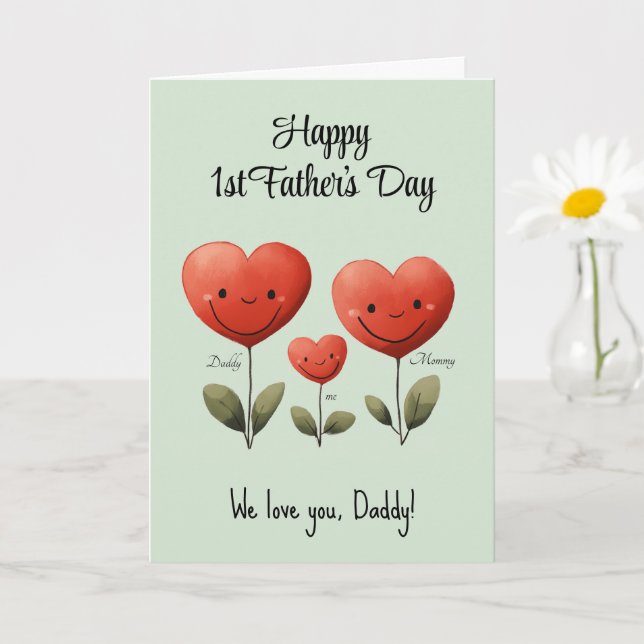 Happy 1st Father's Day Card With Poem, Custom (Small Plant)