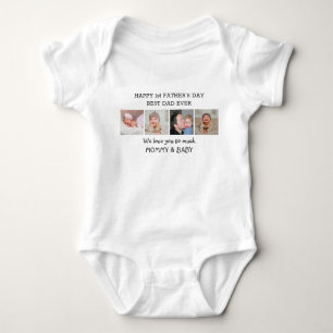 Happy 1st Father's Day Daddy 4 Photo Collage Baby Bodysuit