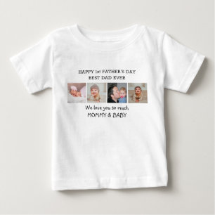 Happy 1st Father's Day Daddy 4 Photo Collage Baby T-Shirt