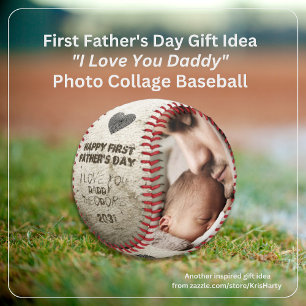 Happy 1st Fathers Day Daddy Photo Collage Keepsake Baseball