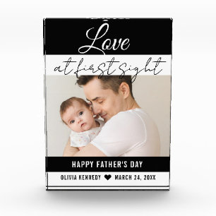 Happy 1st Father's Day Love At First Sight Baby Photo Block