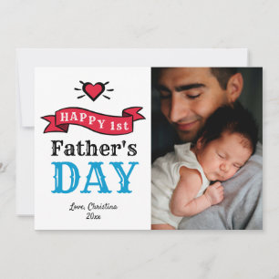 Happy 1st Fathers Day Modern Typography Photo Card